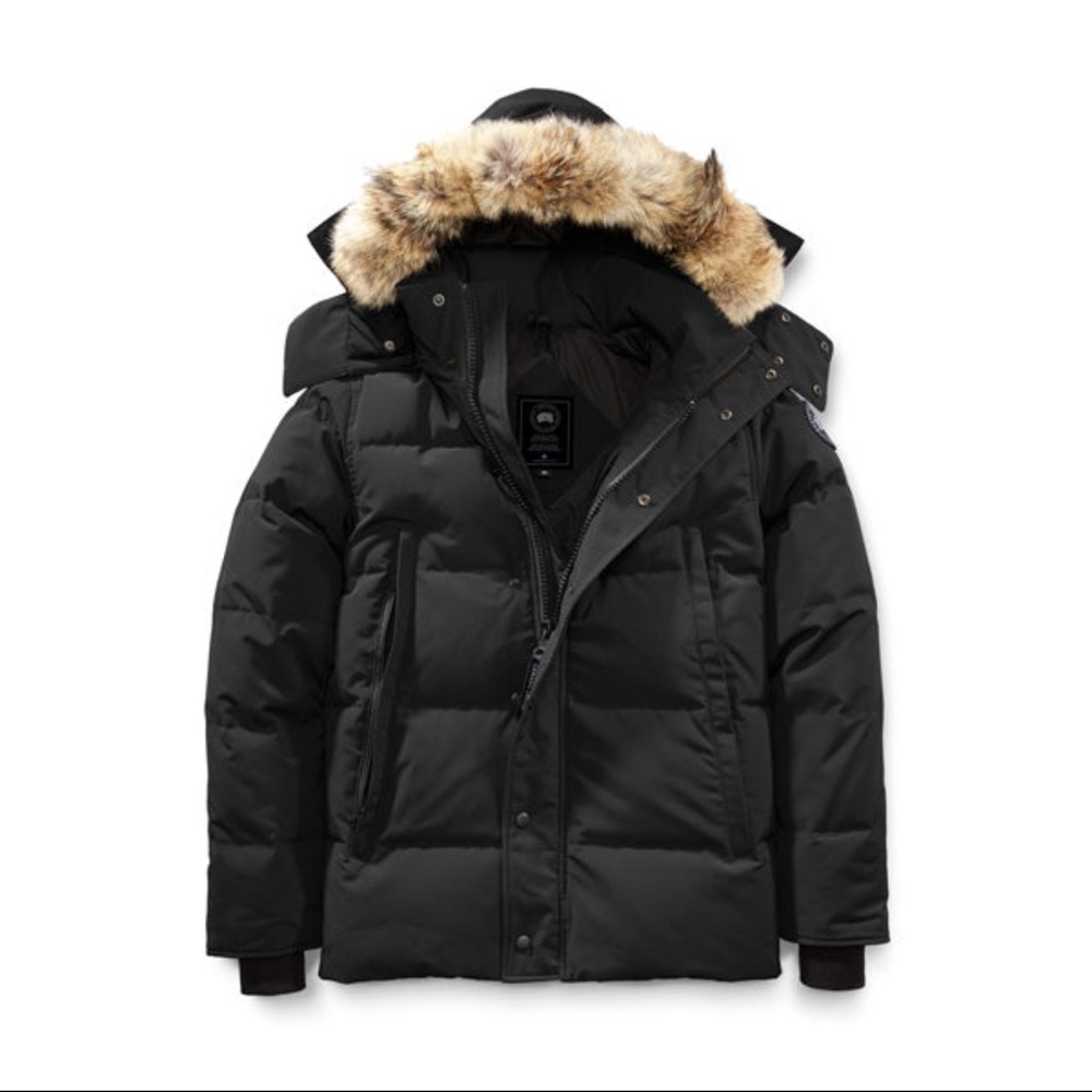 Men's Black Fur-Trimmed Hooded Jacket